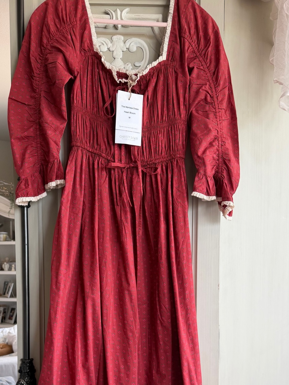 Christy Dawn🌺🍃 “Marissa” Dress in “Heart Bloom” Red, Size M, NWT, Sold Out - Picture 2 of 15